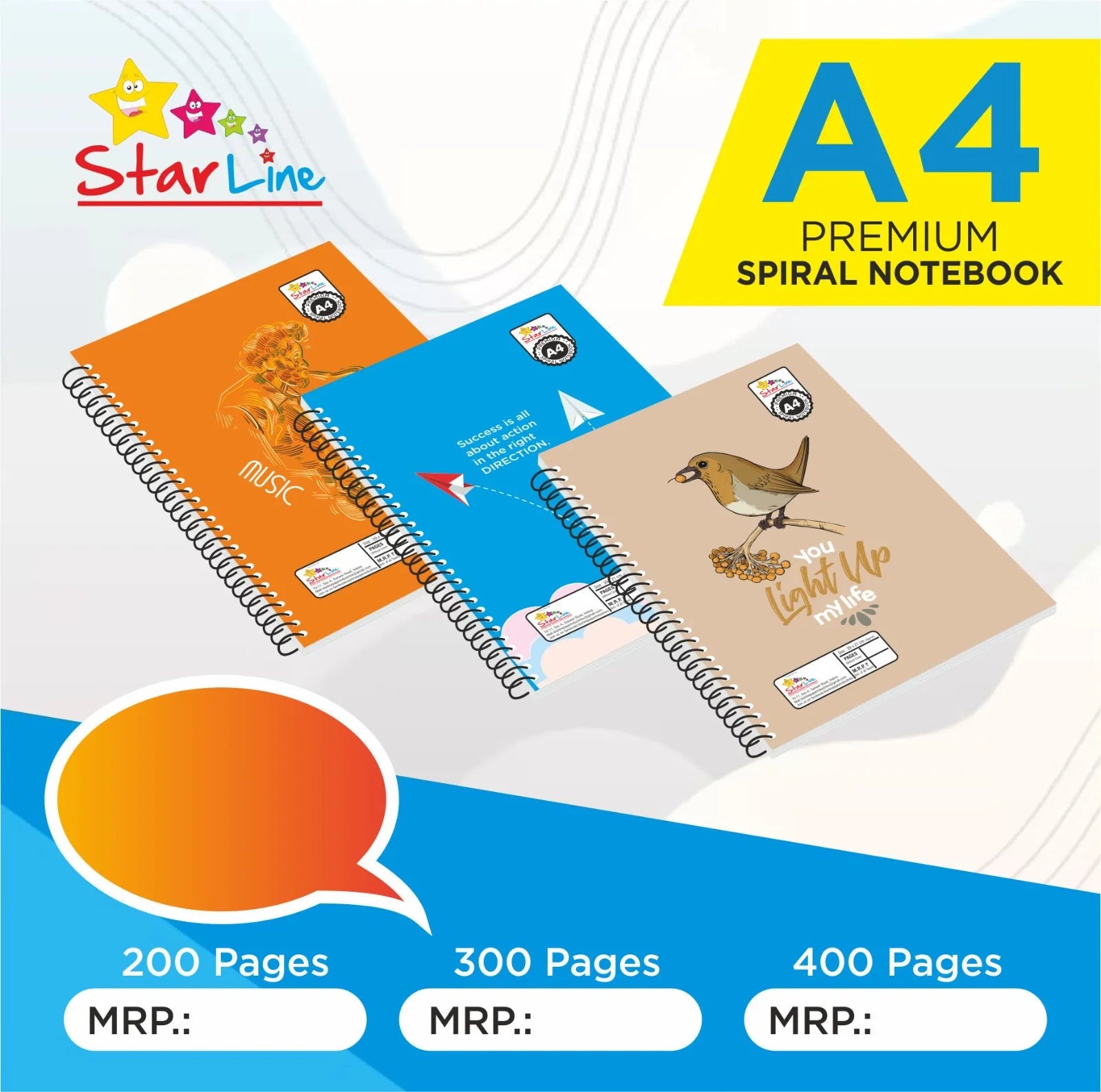 Spiral Notebooks 400 pages, bundle of 4 notebooks